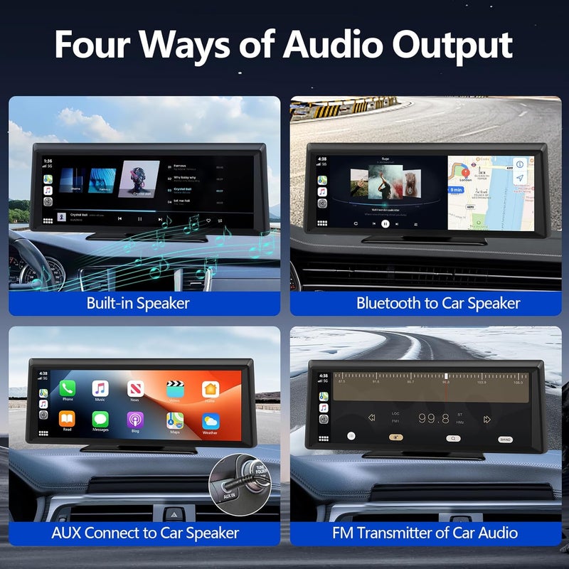 GNTM Wireless Carplay Screen for Car 2K Dash Cam, 8.1" HD Portable Car Stereo with Carplay & Android Auto, 1080P Backup Camera, Mirror Link/Bluetooth/GPS Navigation/Satellite Radio for All Vehicles - Image 5